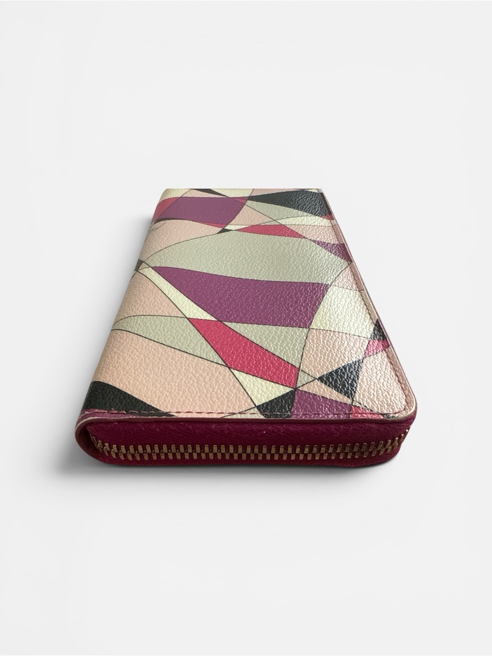 Emilio Pucci Leather Continental Long Zip Wallet Pink Purple Abstract - Picture 6 of 12
